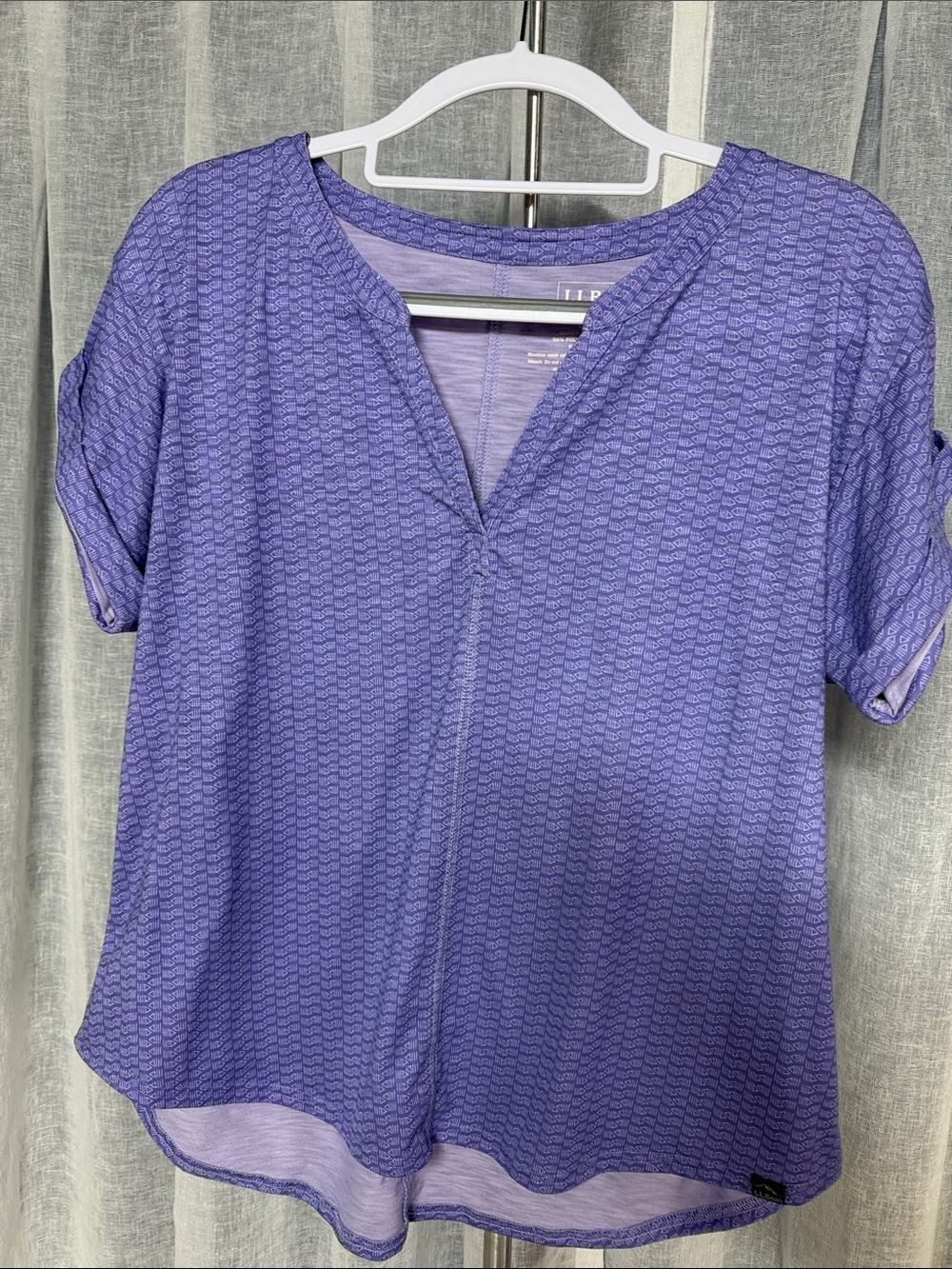 L.L. Bean Lavender-Purple Short-Sleeve Split V Tunic